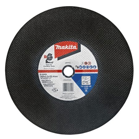 MAKITA Katkaisulaikka metalli 355 x 2,5 x 25,4 mm, A36P, 5 kpl. Kuvassa katkaisulaikka edestäpäin.