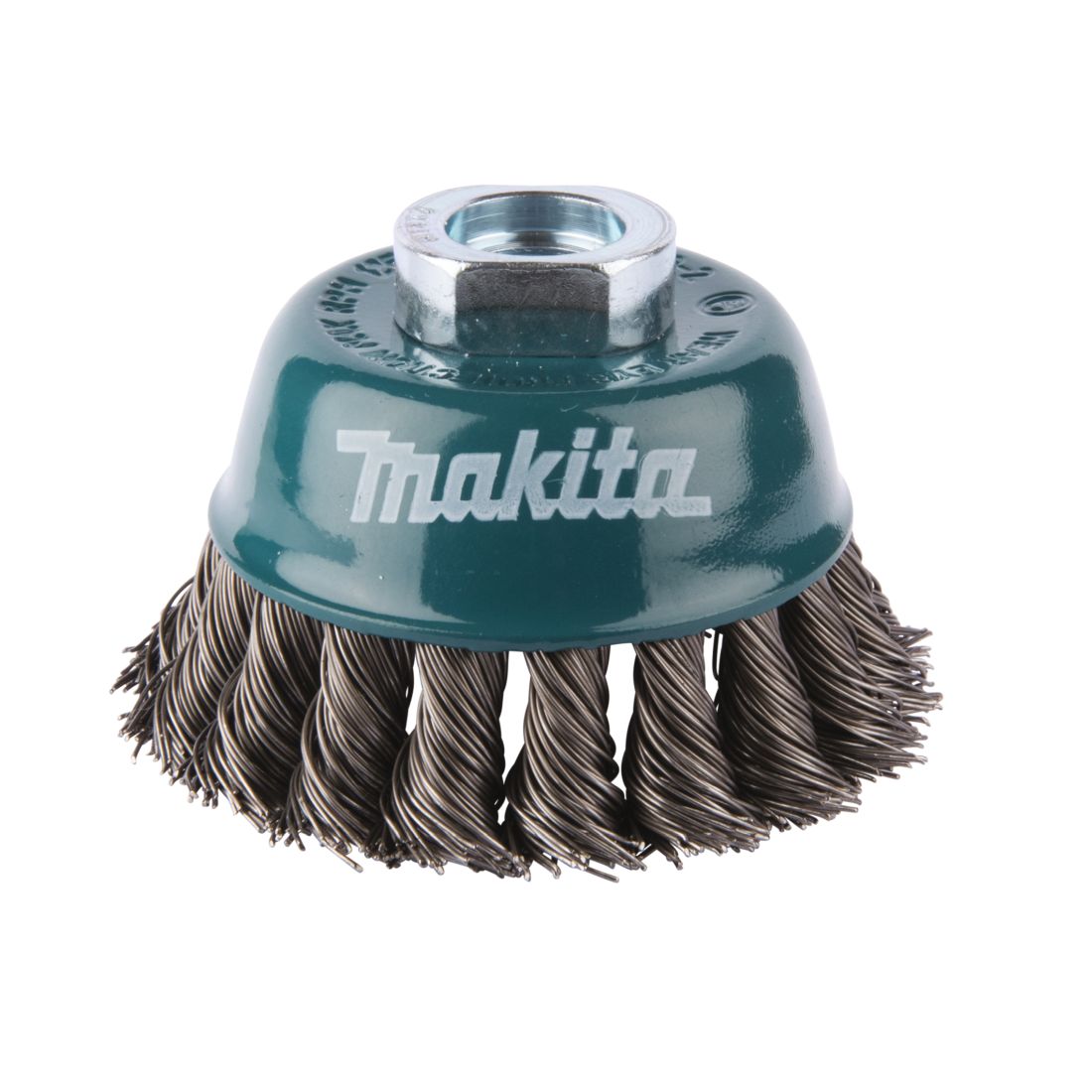 MAKITA Teräsharja 75 mm x M14 (kulmahiomakoneille). Kuvassa kuppiharja yläviistosta.