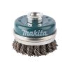 MAKITA Teräsharja 60mm x M14 suora kuppiharja (kulmahiomakoneille). Kuvassa kuppiharja yläviistosta.
