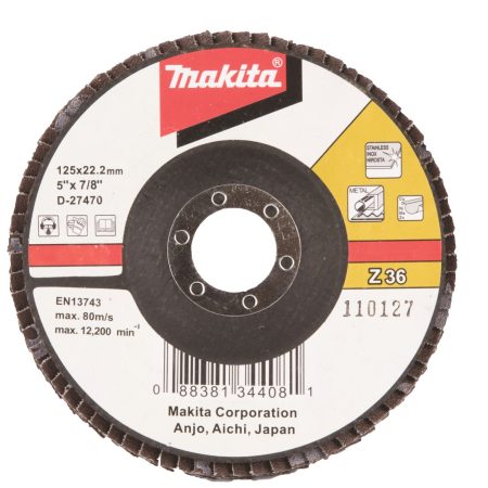 MAKITA Liuskalaikka 125mm k36 rst Zircon. Kuvassa liuskalaikka ylhäältäpäin.