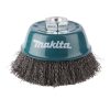 MAKITA Teräsharja 100 mm x M14 (230 mm kulmahiomakoneille). Kuvassa kuppiharja yläviistosta.