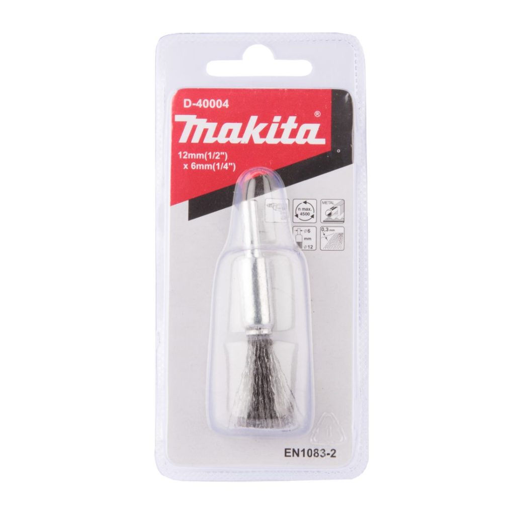 MAKITA Teräsharja 12 x 6 mm (porakoneille). Kuvassa pensseliharjapakkaus edestäpäin.