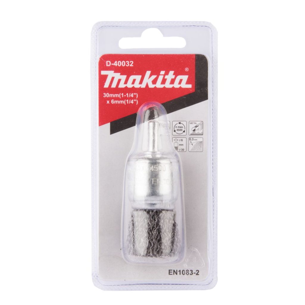 MAKITA Teräsharja 30x6mm. Kuvassa pensseliharjapakkaus edestäpäin.