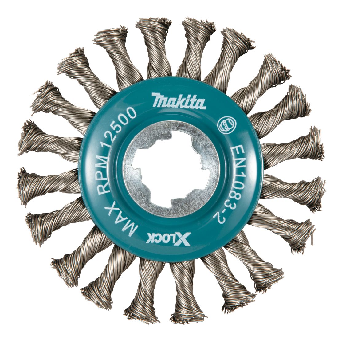 MAKITA Teräsharja 115 mm X-Lock. Kuvassa laikkaharja ylhäältäpäin.