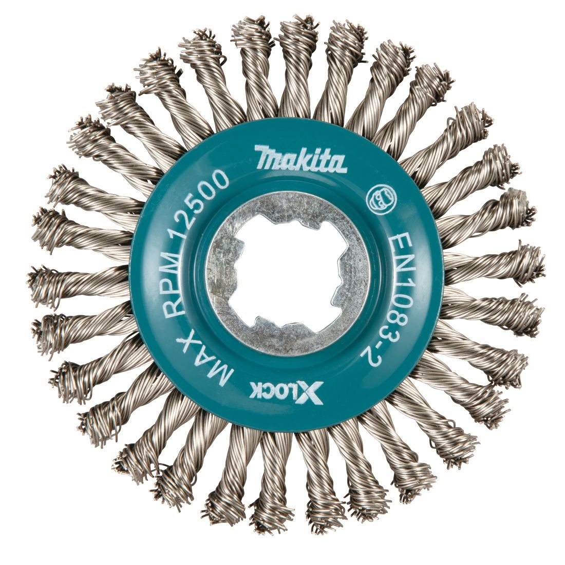 MAKITA Teräsharja 115 mm X-Lock. Kuvassa laikkaharja ylhäältäpäin.