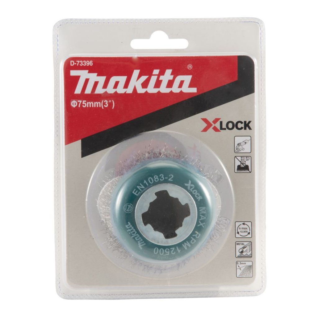 MAKITA Teräsharja 75 mm X-Lock. Kuvassa kuppiarjapakkaus edestäpäin.