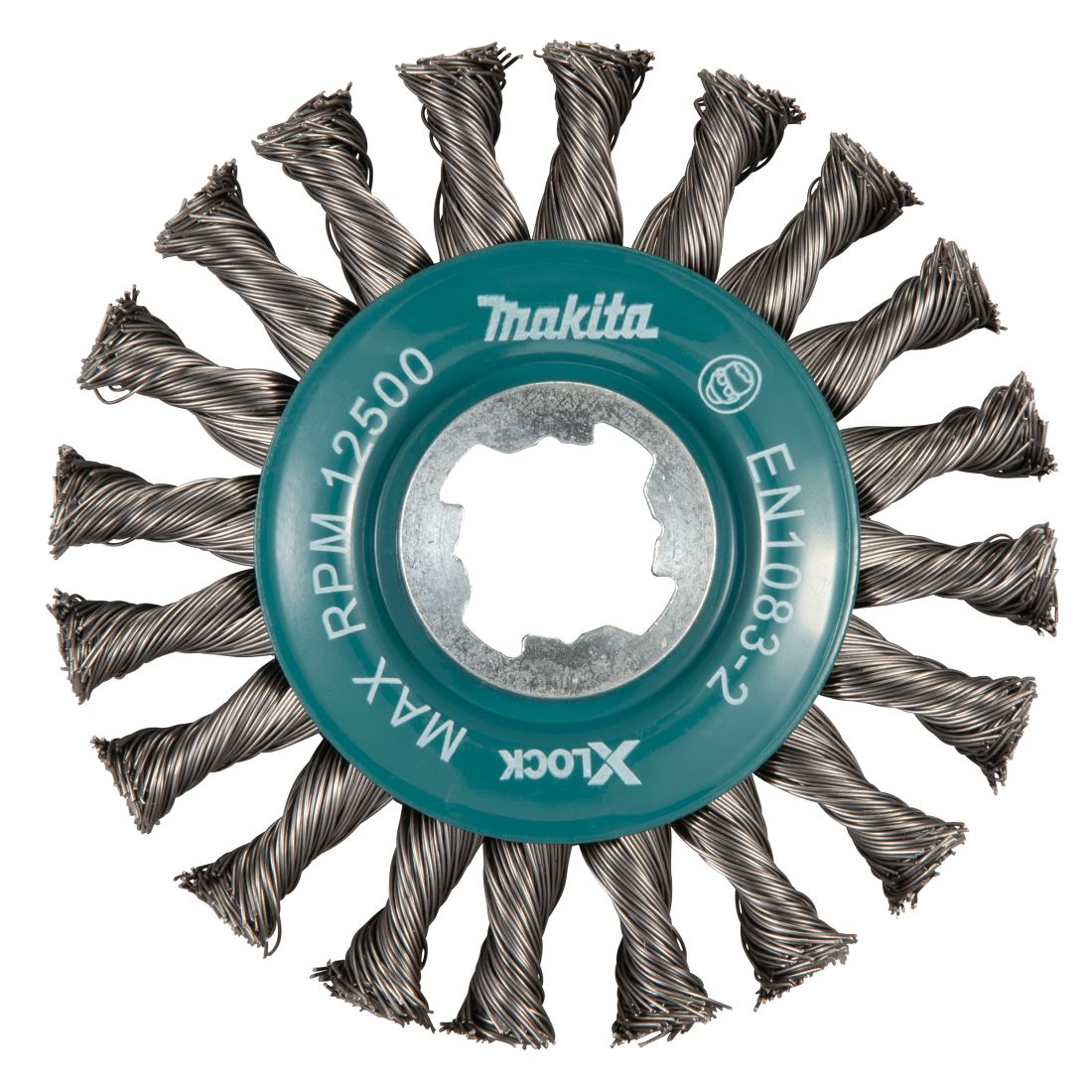 MAKITA Teräsharja 115 mm X-Lock. Kuvassa laikkaharja ylhäältäpäin.