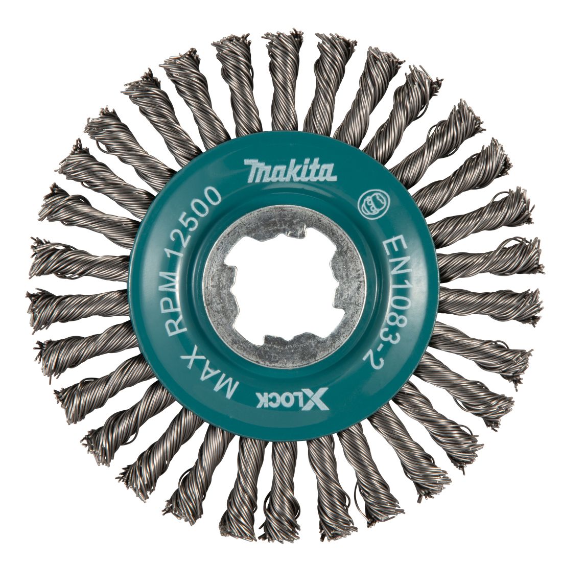 MAKITA Teräsharja 115 mm X-Lock. Kuvassa laikkaharja ylhäältäpäin.