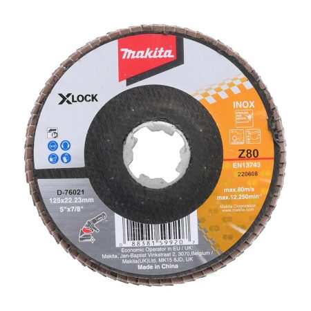 MAKITA Liuskalaikka 125 mm X-LOCK K80 rst Zircon. Kuvassa liuskalaikka ylhäältäpäin.