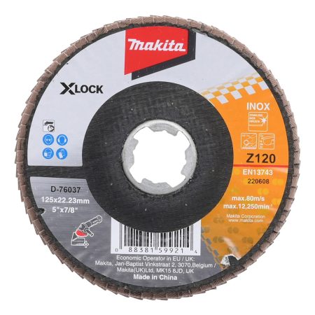 MAKITA Liuskalaikka 125 mm X-LOCK K120 rst Zircon. Kuvassa liuskalaikka ylhäältäpäin.