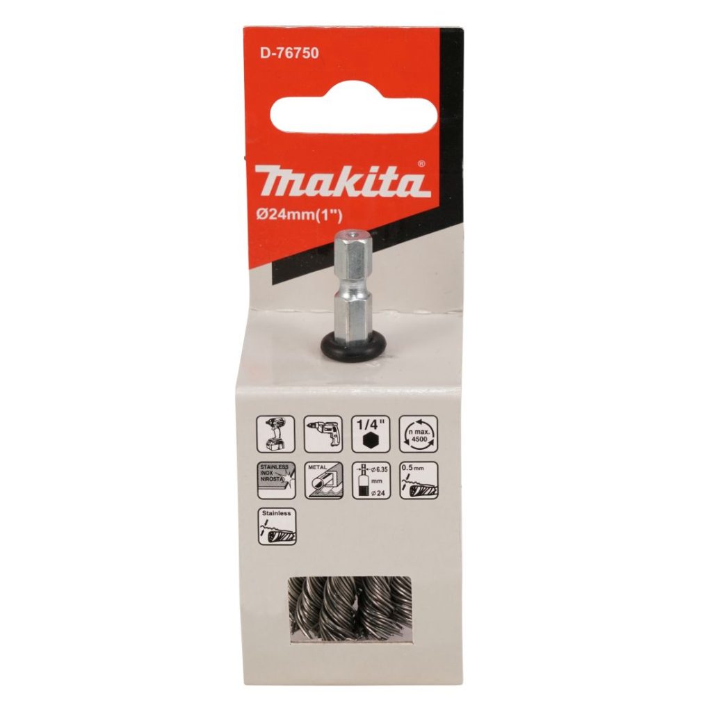 MAKITA Teräsharja 24 mm. Kuvassa pensseliharjapakkaus edestäpäin.