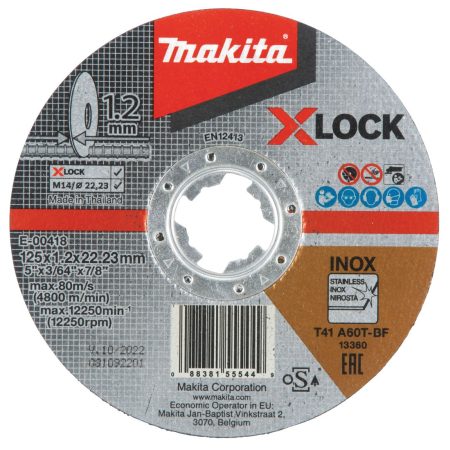 MAKITA Katkaisulaikka X-Lock, 125 x 1,2 mm. Kuvassa katkaisulaikka ylhäältäpäin.