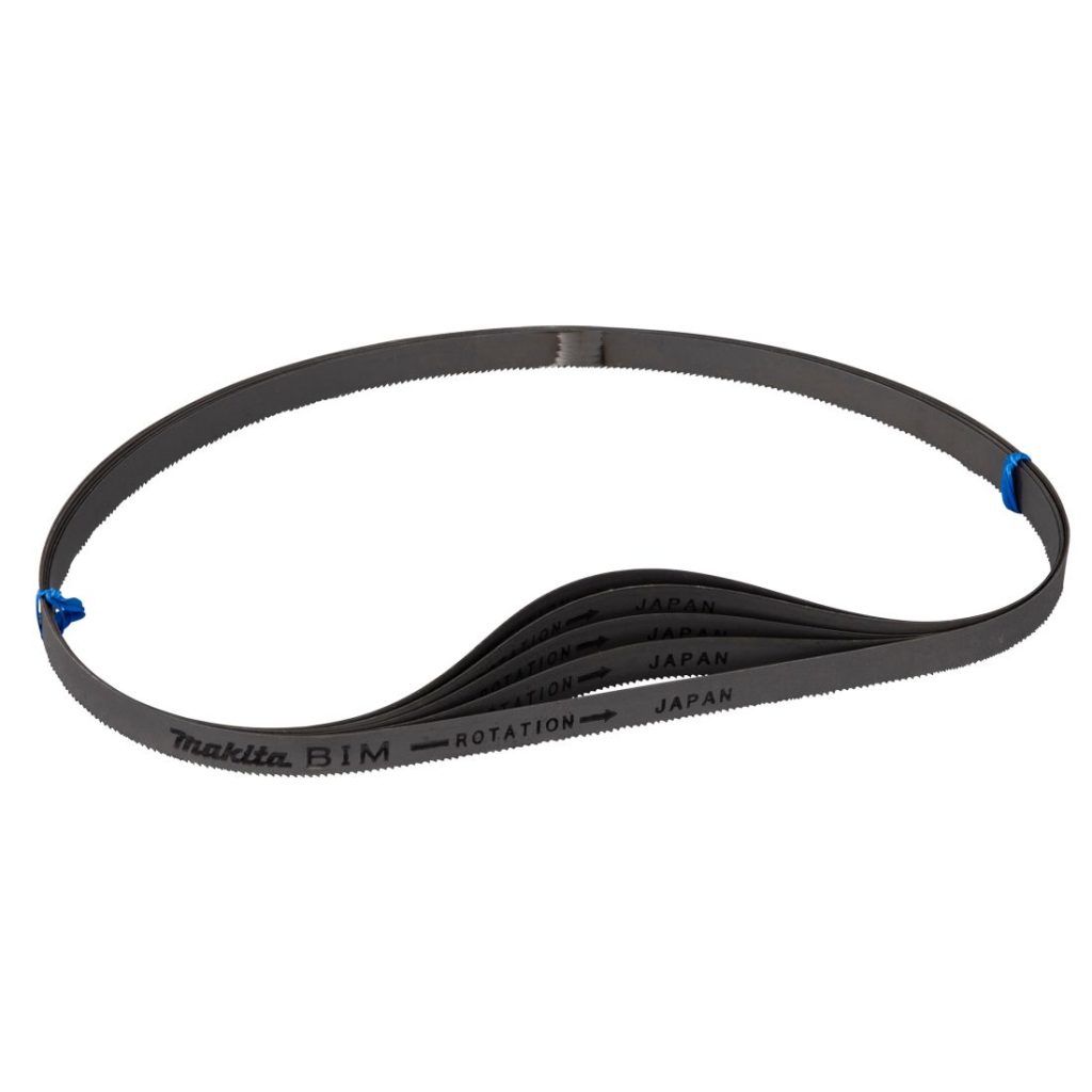 MAKITA Vannesahanterä BiM 13 x 730 mm, 14tpi, 5 kpl. Kuvassa vannesahanterä yläviistosta.