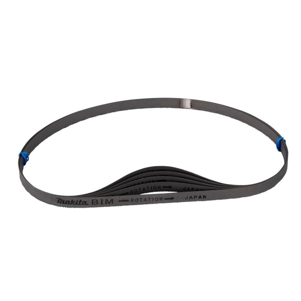 MAKITA Vannesahanterä BiM 13 x 730 mm, 18tpi, 5 kpl. Kuvassa vannesahanterä yläviistosta.