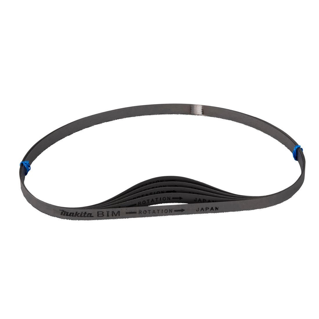 MAKITA Vannesahanterä BiM 13 x 730 mm, 18tpi, 5 kpl. Kuvassa vannesahanterä yläviistosta.