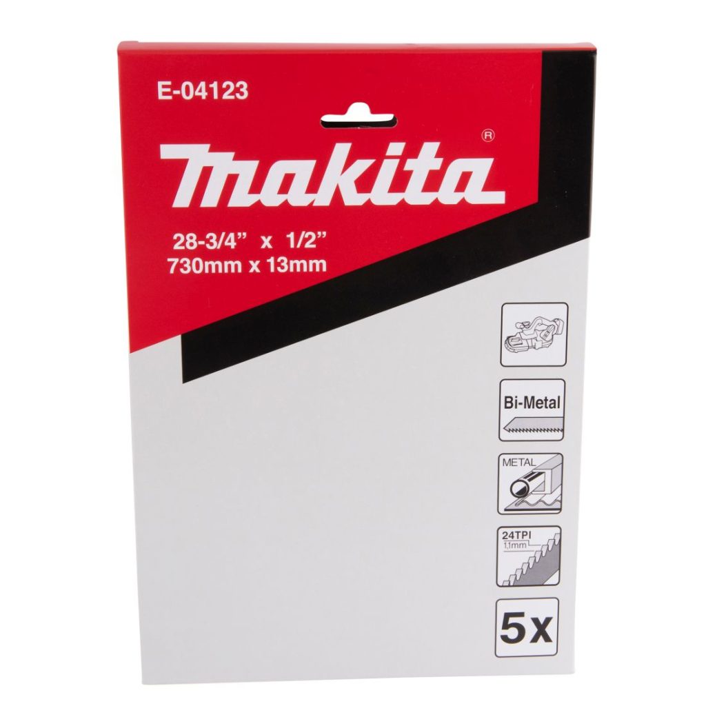 MAKITA Vannesahanterä BiM 13 x 730 mm, 24tpi, 5 kpl. Kuvassa vannesahanteräpakkaus edestäpäin.
