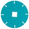 MAKITA Katkaisulaikka timantti 125X2,0mm, X-LOCK, Muovi, kupari, komposiitti. Kuvassa katkaisulaikka alhaaltapäin.