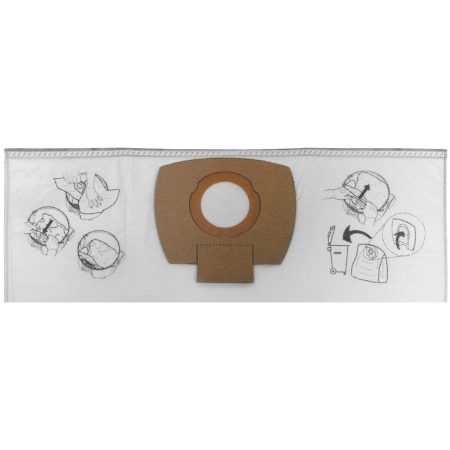 MAKITA Pölypussi fleece kangasta 5 kpl (1 kpl VC2000L, VC2012L, VC2512L, VC3011L). Kuvassa pölypussi edestäpäin.