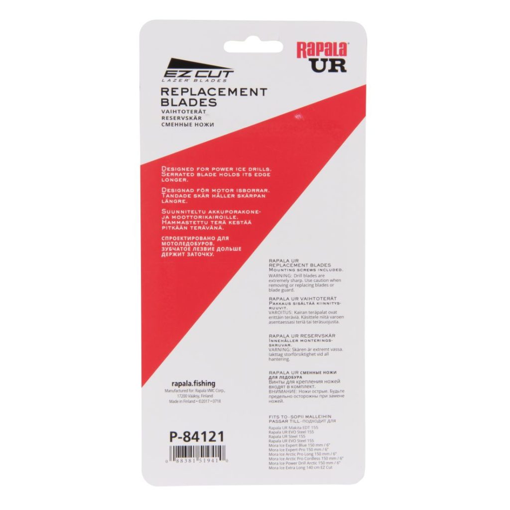 MAKITA Jääkairan teräpalat EZ CUT 155 mm. Kuvassa teräpalapakkaus takaapäin.