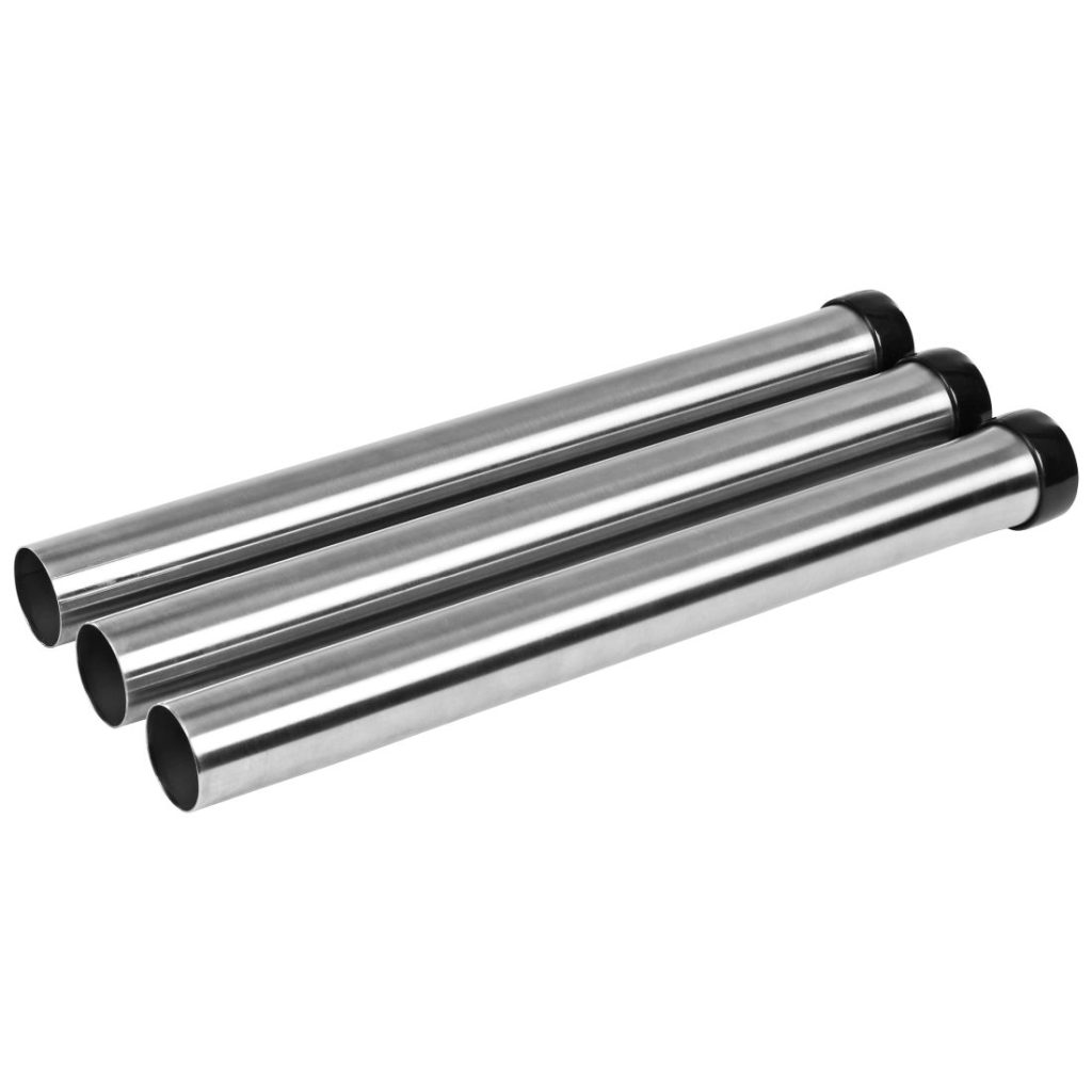 MAKITA Imuputket Ø 35 x 350 mm, ruostumaton, 3 kpl. Kuvassa kolme imuputkea etuyläviistosta.
