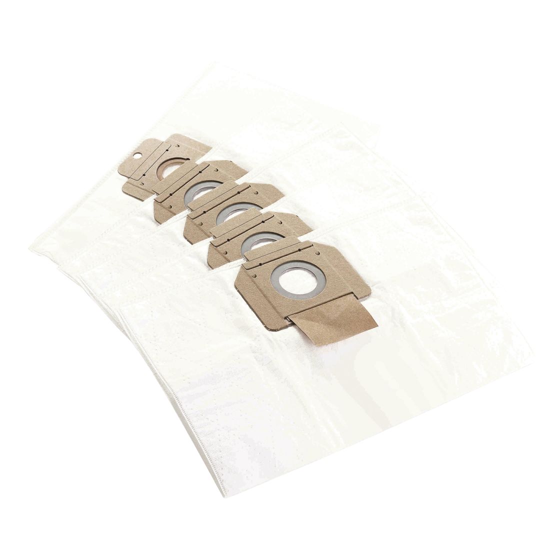 MAKITA Pölypussi fleece kangasta 5 kpl (1 kpl VC4210). Kuvassa viisi pölypussia etuyläviistosta.