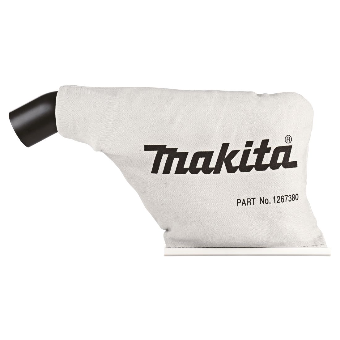 MAKITA Pölypussi. Kuvassa pölypussi sivustapäin täynnä.