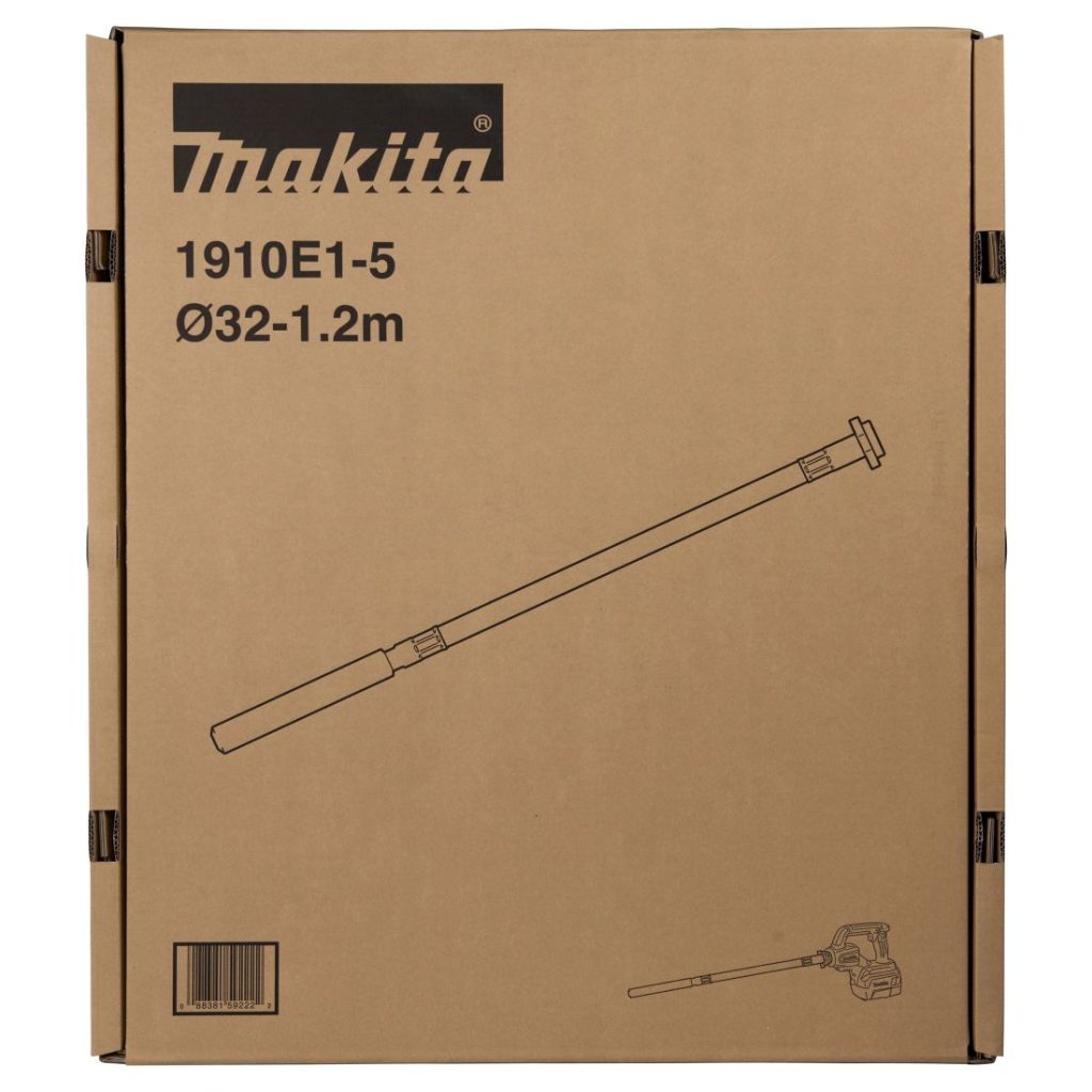 MAKITA Betonivibran täryvarsi Ø 32 mm, pituus 1200 mm. Kuvassa täryvarren pakkaus edestäpäin.