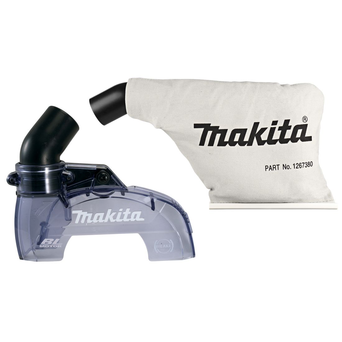 MAKITA Pölynimuvarustus. Kuvassa pölynimuvarustus sivustapäin.