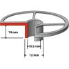 MAKITA Mallineohjain 10,5x12x14mm. Havainnekuvassa mallineohjaimen mitat.