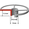MAKITA Mallineohjain 14,5x16x11,5mm. Havainnekuvassa mallineohjaimen mitat.