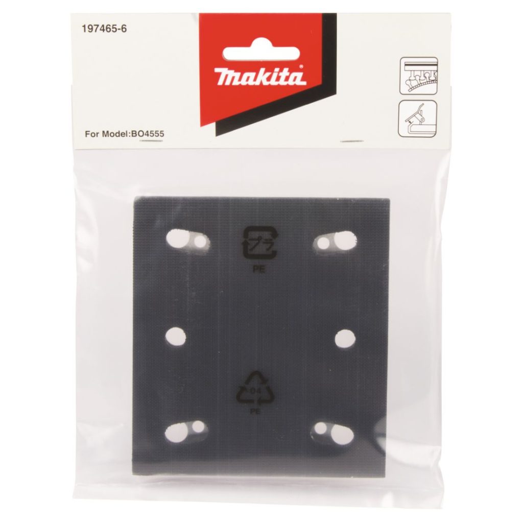 MAKITA Hioma-alusta 102 x 112 mm. Kuvassa hioma-alustapakkaus edestäpäin.