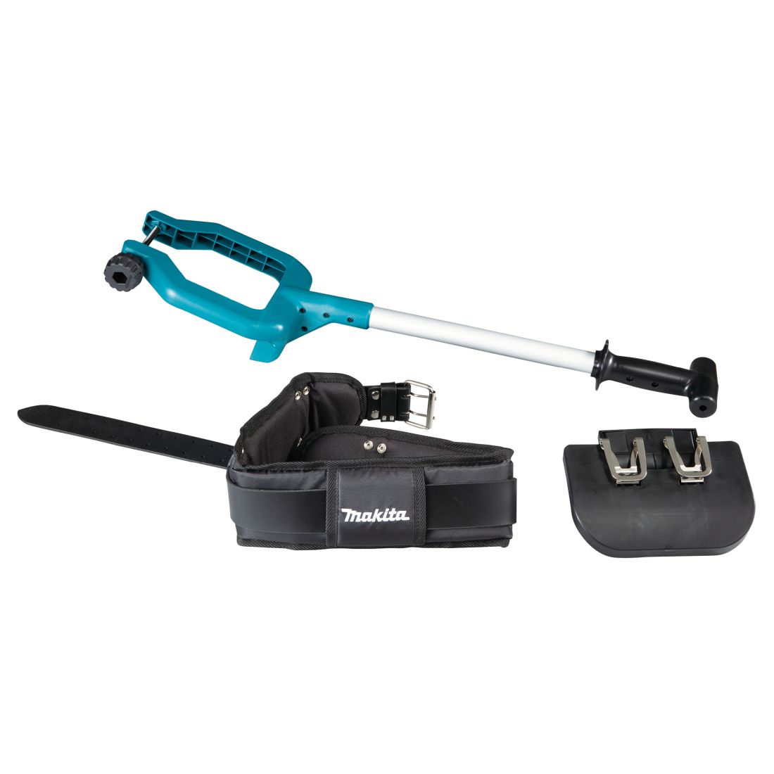MAKITA Jatkovarsi ja vyöpidike DSL800. Kuvassa jatkovarsi ja vyöpidike edestäpäin.