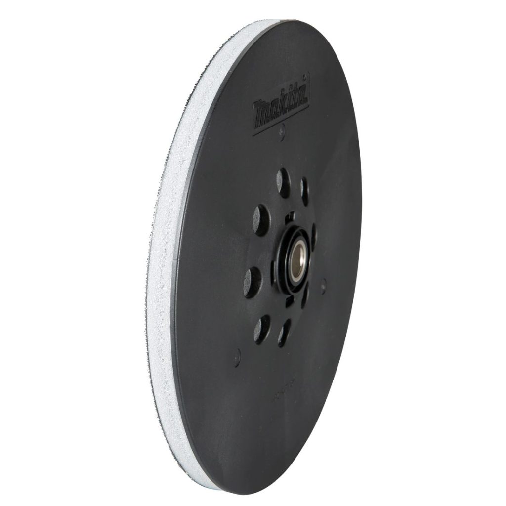 MAKITA Hioma-alusta 210mm pehmeä, tarrakiinnityksellä. Kuvassa hiomalautanen etuviistosta.