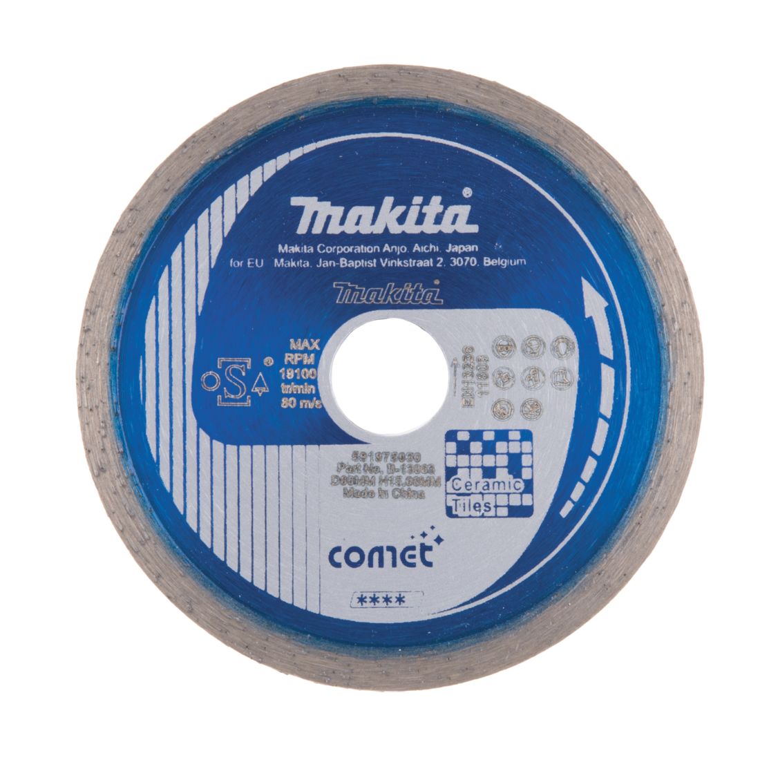 MAKITA Timanttikatkaisulaikka Comet 80x15mm, segmenttikorkeus 5mm. Kuvassa timanttikatkaisulaikka edestäpäin.