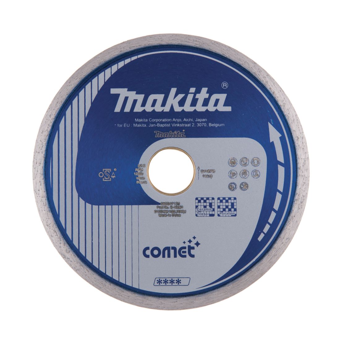MAKITA Timanttikatkaisulaikka 125 x 20/22,23 mm, Comet. Kuvassa timanttikatkaisulaikka edestäpäin.