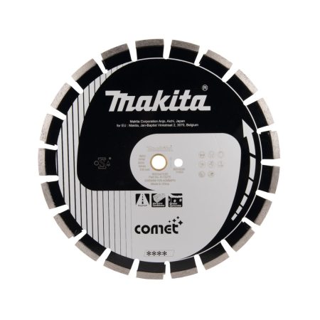 MAKITA Timanttikatkaisulaikka Comet 350x25,4/20mm, segmentti 10mm. Kuvassa timanttikatkaisulaikka edestäpäin.