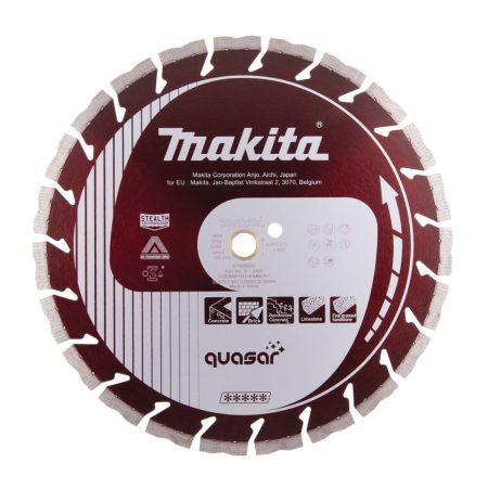 MAKITA Timanttikatkaisulaikka Quasar 350x25,4/20mm, segmentti 12mm. Kuvassa timanttikatkaisulaikka edestäpäin.