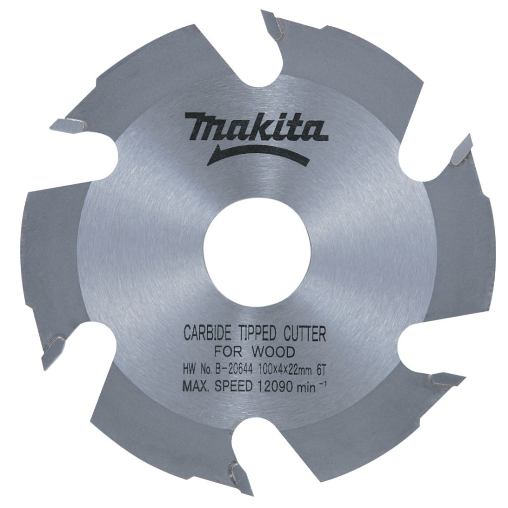 MAKITA Liitosjyrsimen HM-terä 100X6T, hammas 4 mm. Kuvassa liitosjyrsimen terä ylhäältäpäin.