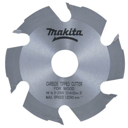 MAKITA Liitosjyrsimen HM-terä 100X6T, hammas 4 mm. Kuvassa liitosjyrsimen terä ylhäältäpäin.