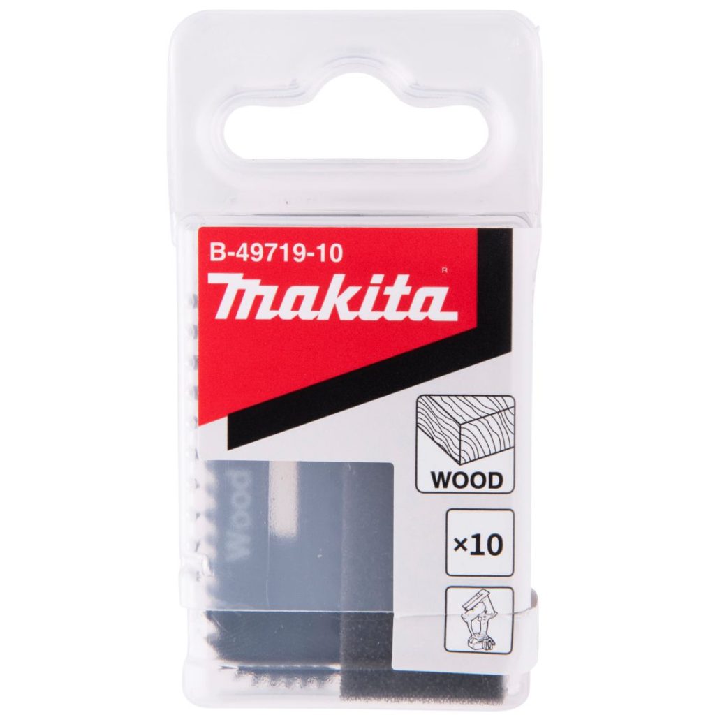MAKITA Kipsilevysahanterä, 10 kpl. Kuvassa kipsilevysahanteräpakkaus sivustapäin.