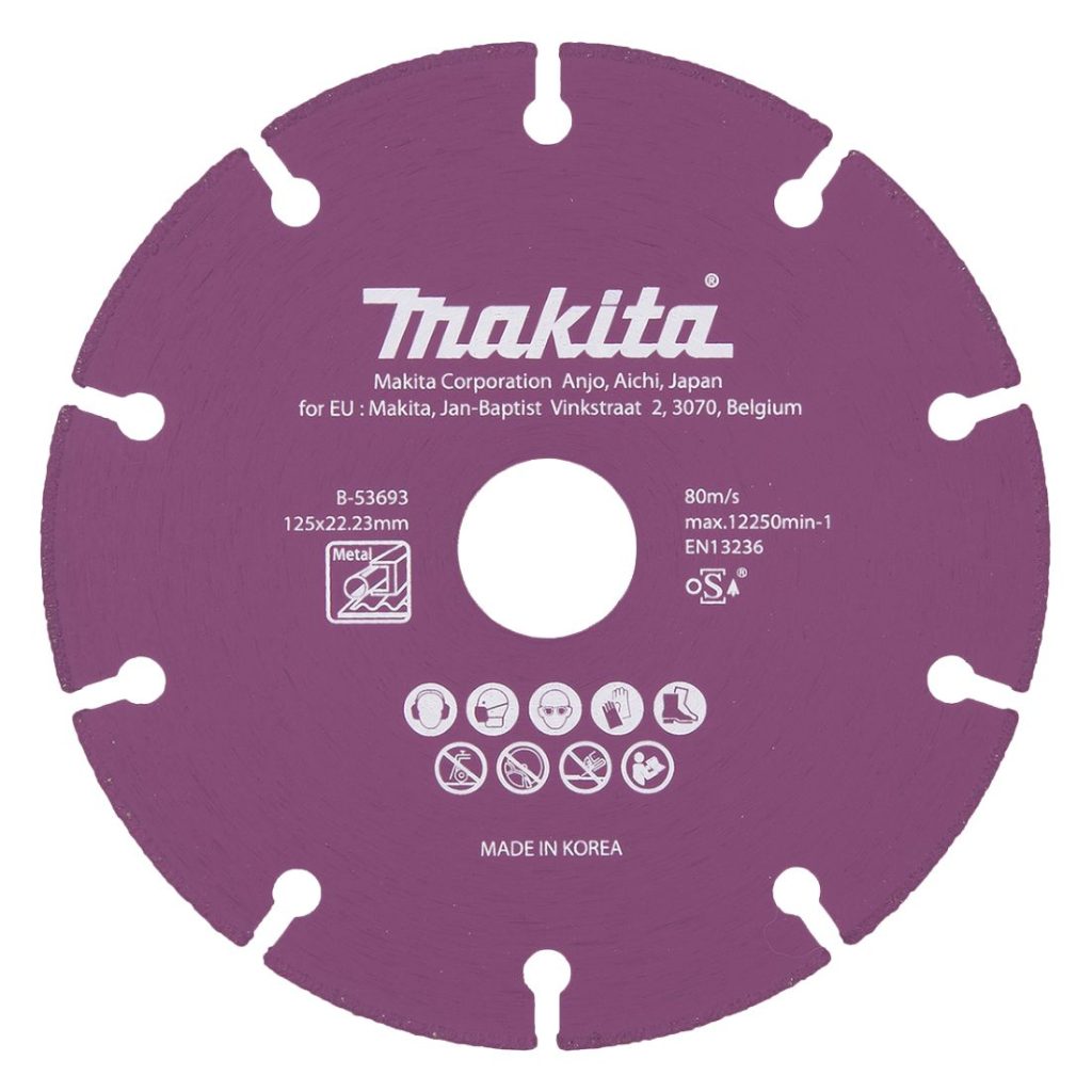 MAKITA Timanttikatkaisulaikka 125 x 1,3 x 22,23 mm. Kuvassa timanttikatkaisulaikka edestäpäin.