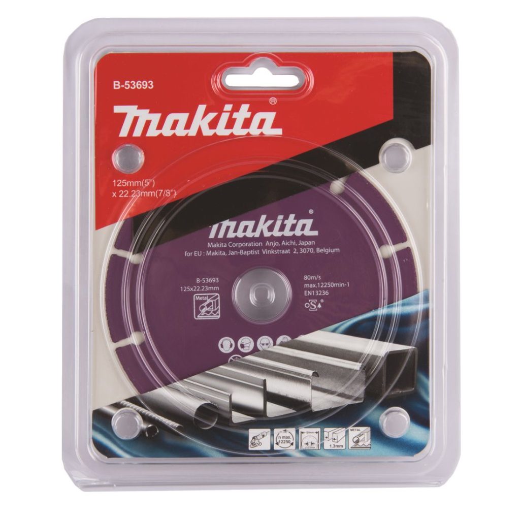 MAKITA Timanttikatkaisulaikka 125 x 1,3 x 22,23 mm. Kuvassa timanttikatkaisulaikkapakkaus edestäpäin.
