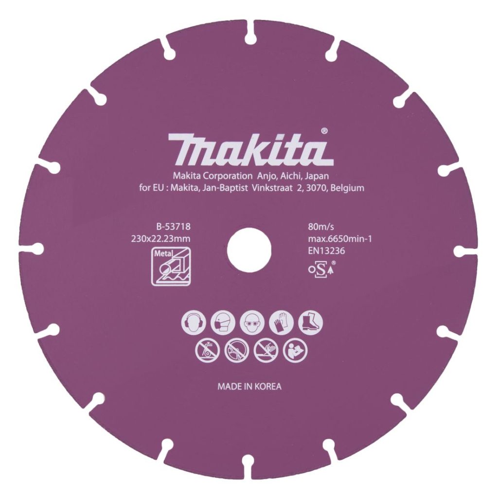 MAKITA Timanttikatkaisulaikka 230x1,6x22,23mm. Kuvassa timanttikatkaisulaikka edestäpäin.