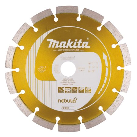 MAKITA Timanttikatkaisulaikka 230x22,23mm, Nebula, segmenttikorkeus 10mm. Kuvassa timanttikatkaisulaikka edestäpäin.