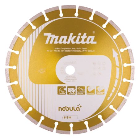 MAKITA Timanttikatkaisulaikka Nebula 350x25,4/20mm, segmentti 10mm. Kuvassa timanttikatkaisulaikka edestäpäin.