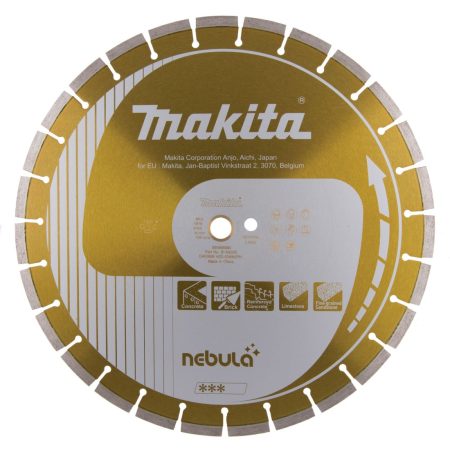 MAKITA Timanttikatkaisulaikka 400x25,4/20mm, Nebula, segmenttikorkeus 10mm. Kuvassa timanttikatkaisulaikka edestäpäin.