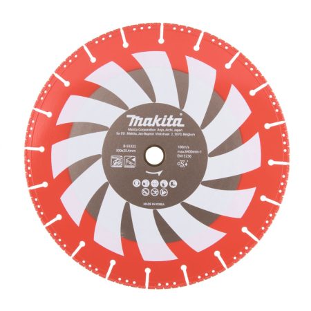MAKITA Timanttikatkaisulaikka 300x25,4mm Rescue. Kuvassa timanttikatkaisulaikka edestäpäin.