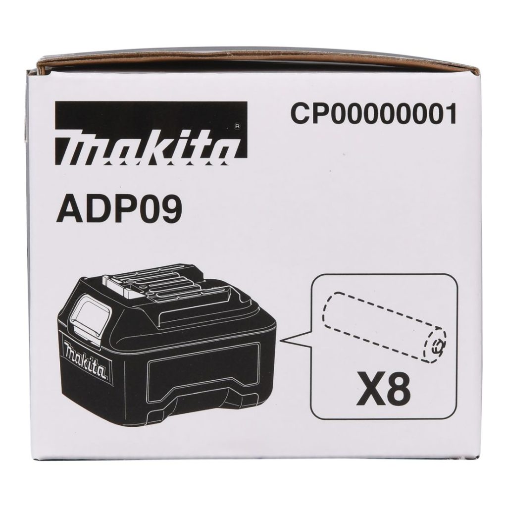 MAKITA Paristoadapteri CXT. Kuvassa paristoadapterin pakkaus sivustapäin.