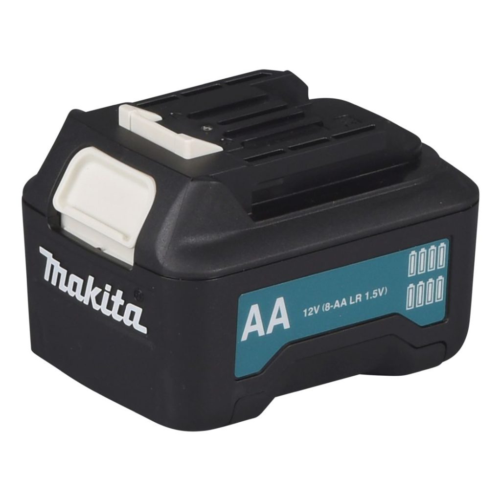 MAKITA Paristoadapteri CXT. Kuvassa paristoadapteri oikealta etuyläviistosta.