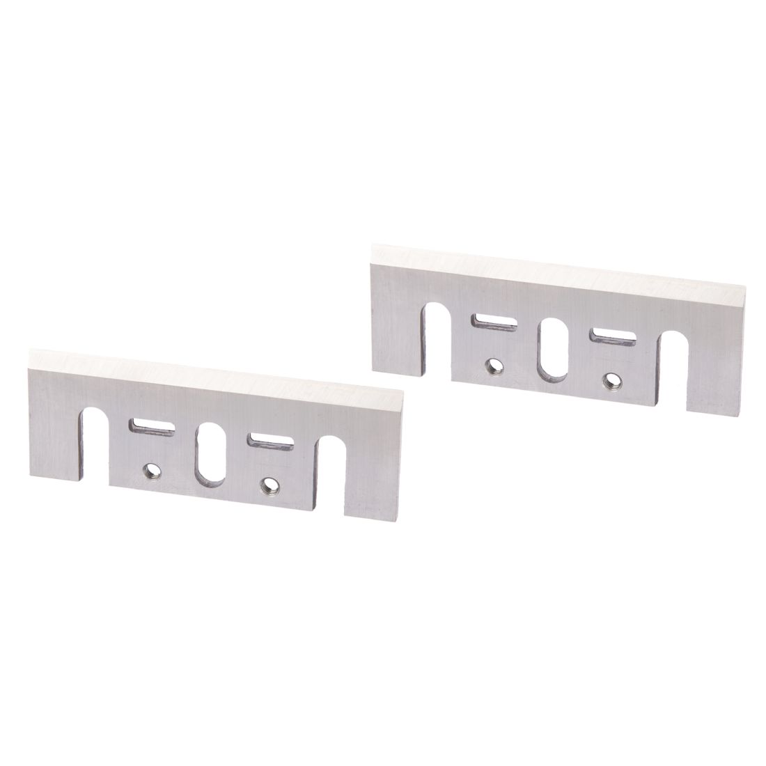 MAKITA Höylänteräpari 82mm, HSS, 2 kpl. Kuvassa höyläteräpari etuyläviistosta.
